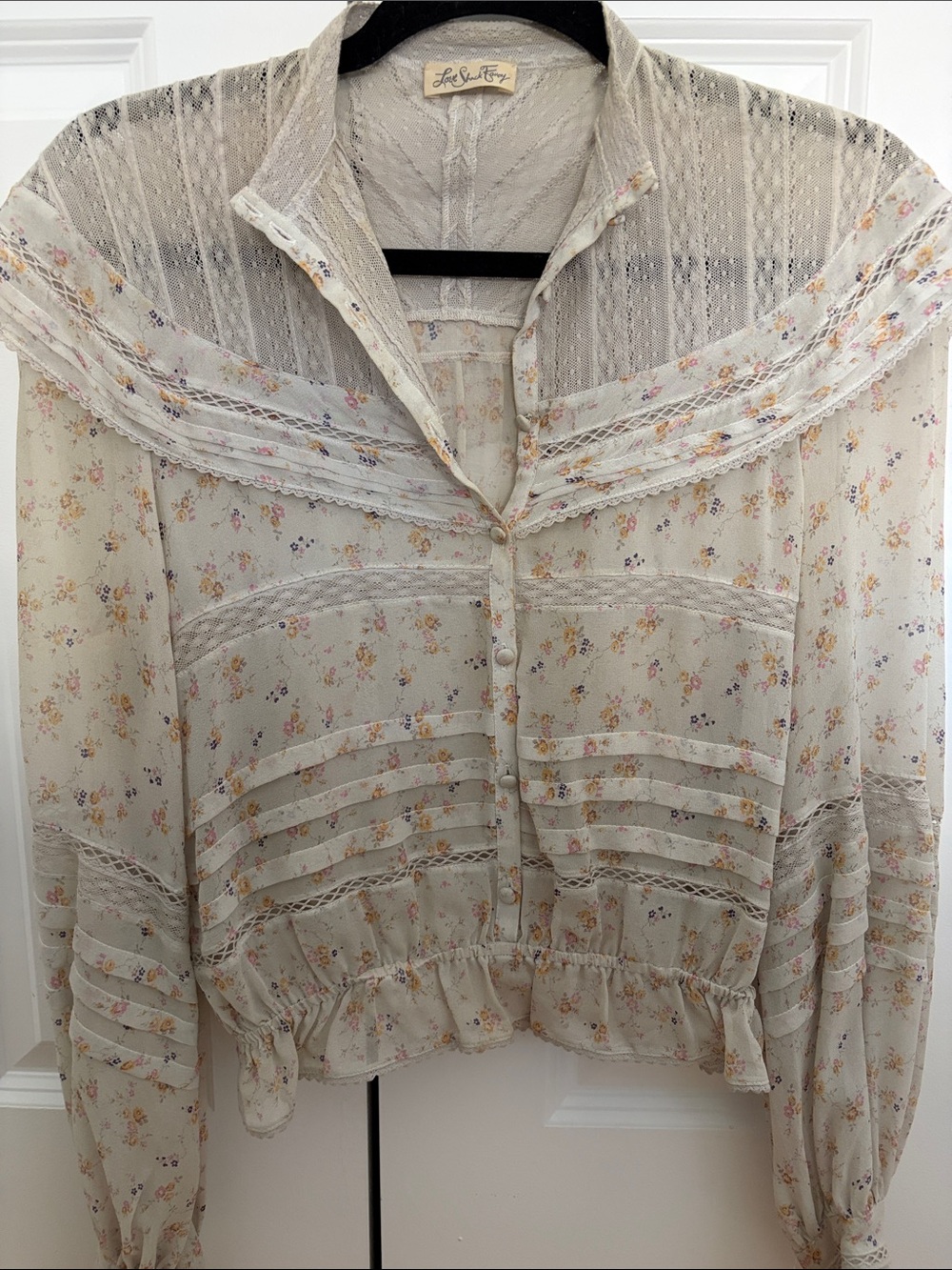 LoveShackFancy Delicate Cream Floral Lace Blouse